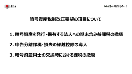 暗号資産に関する税制改正要望（2023年度）